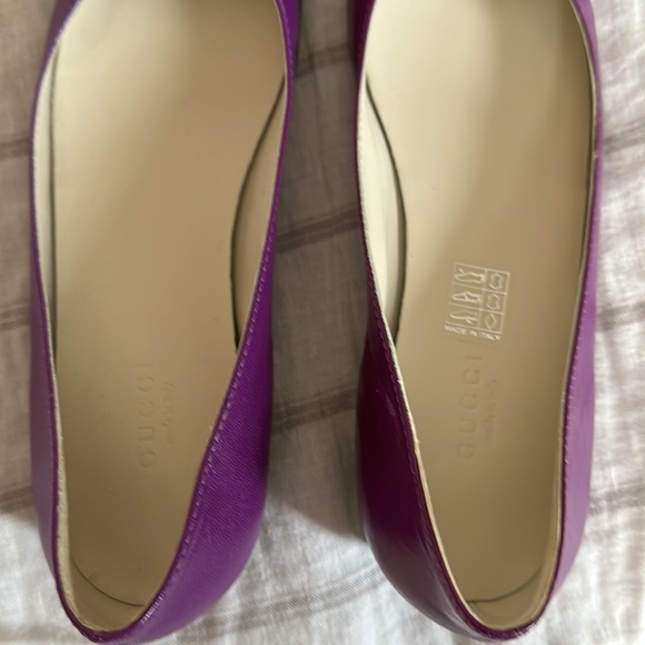 Gucci 283740 Sz 36 Round Toe Leather Flats Amethyst/ Violet Color NIB - Picture 5 of 9